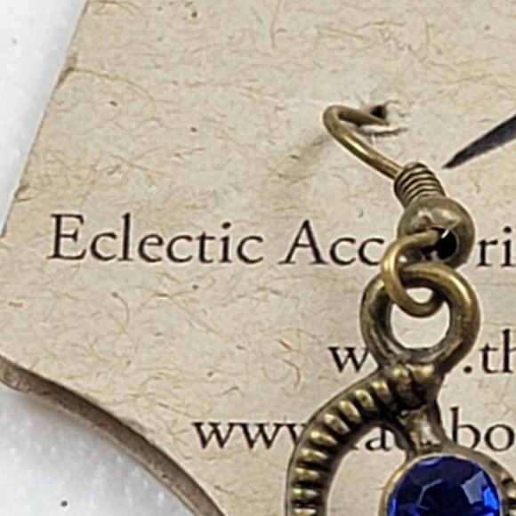 The Wired Bird Bronze Tone Blue Rhinestone Butterfly Charm Necklace/Earrings Set - Picture 7 of 11